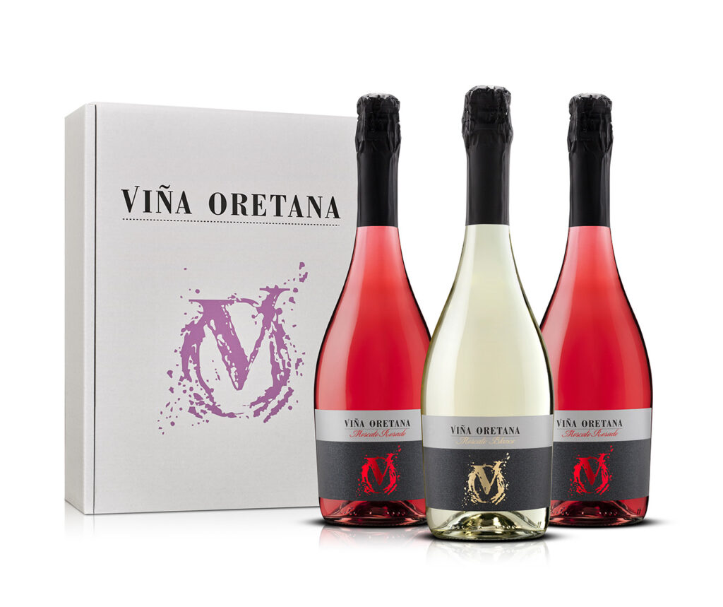 Estuche Viña Oretana (Moscato Blanco, Moscato Rosado)